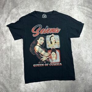 Selena Queen‎ of Cumbia Graphic T-Shirt Womens Medium Black Cotton Music Tee